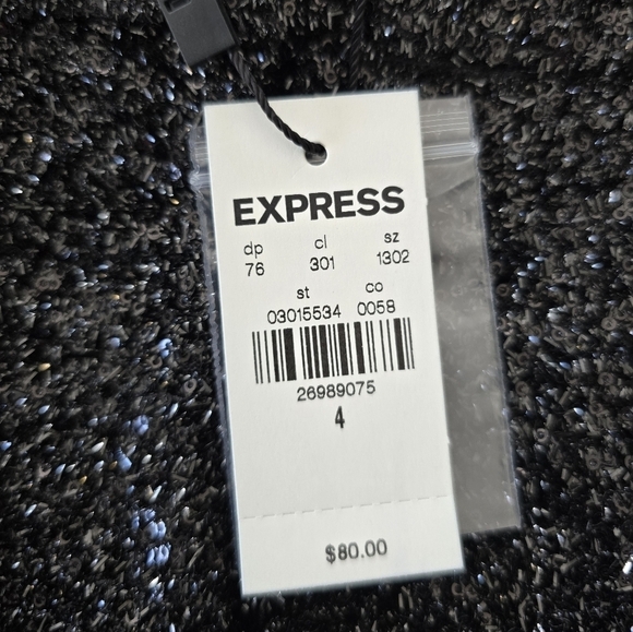 $80 EXPRESS Shorts Women Sz 4 Black High Rise Sequin Black Evening Bermuda - Picture 5 of 15